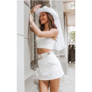 Show Me Your MuMu White Studded Crop Shania Top